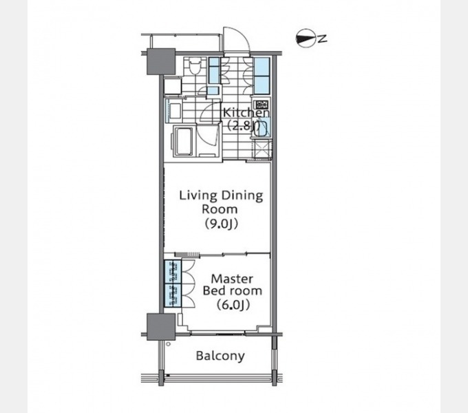 新宿区新宿のマンションの間取り