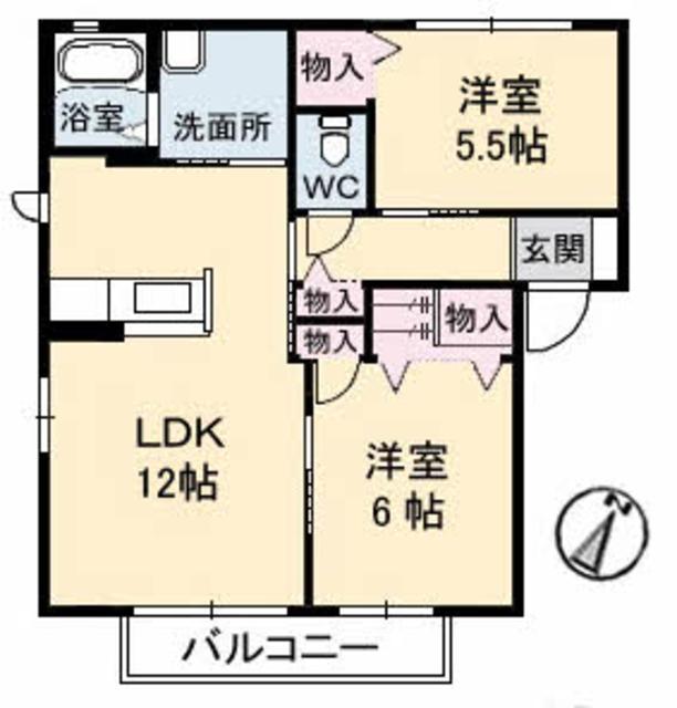 ジェネス八木　Ｂ棟の間取り