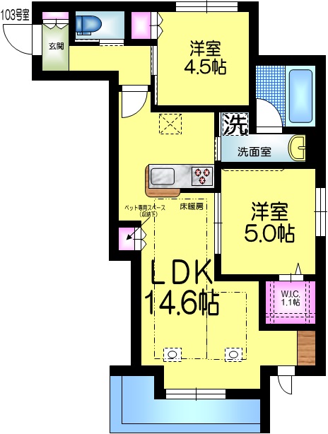 船橋市中野木のマンションの間取り