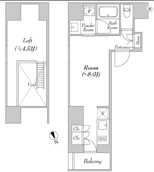 港区海岸のマンションの間取り