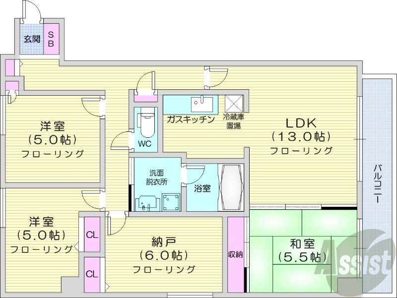 地下鉄東西線 発寒南駅 徒歩7分 8階建 築36年の間取り写真
