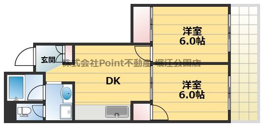 地下鉄御堂筋線 なんば駅 徒歩9分 6階建 築46年の間取り写真