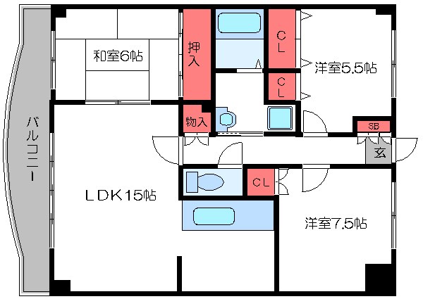 ＪＲ京葉線 葛西臨海公園駅 徒歩23分 8階建 築31年の間取り写真