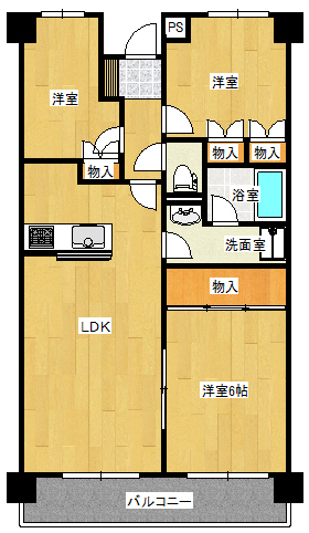 郡山市桑野のマンションの間取り