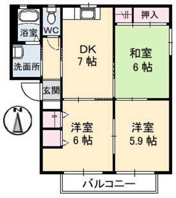 グランコート浅野　Ｂ棟の間取り