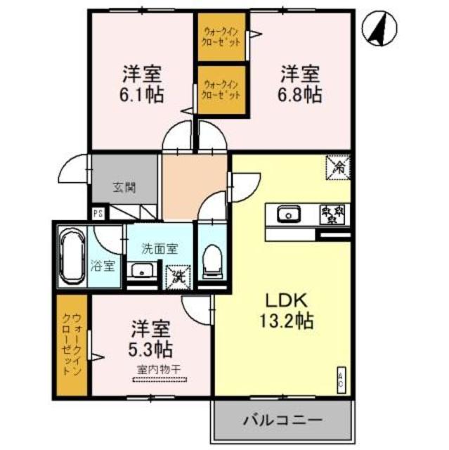 神戸市東灘区本山北町のアパートの間取り