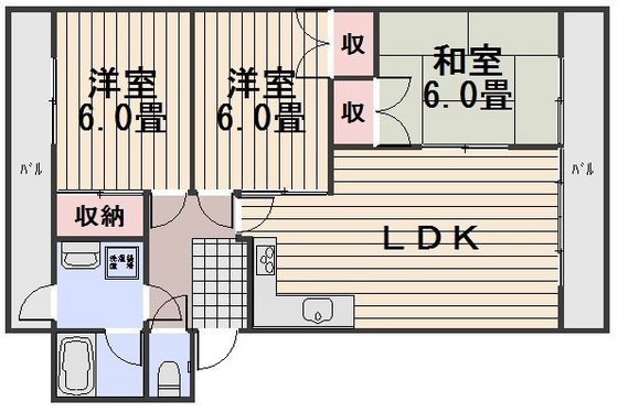 岡山市南区福島のマンションの間取り