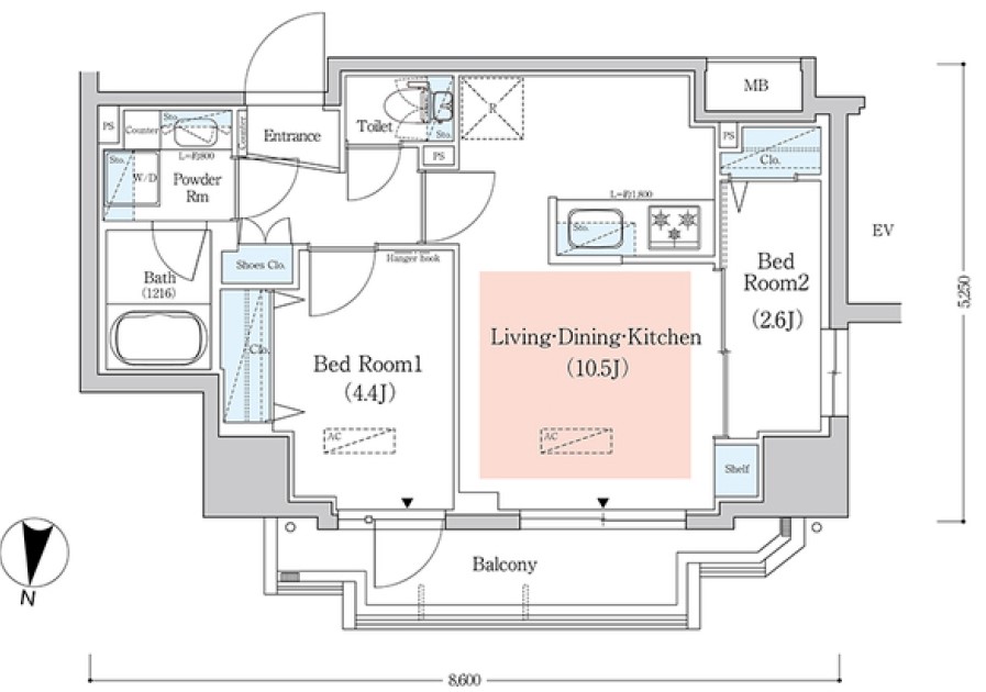 新宿区北新宿のマンションの間取り