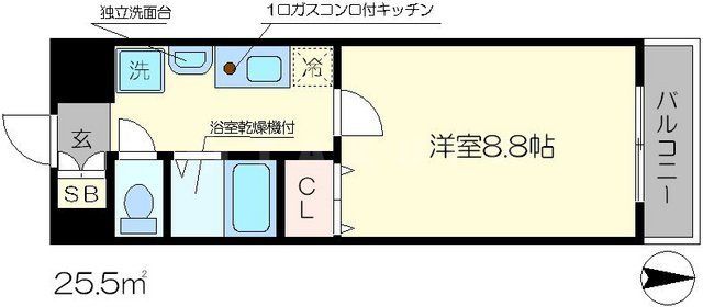 京都市下京区西七条掛越町のマンションの間取り