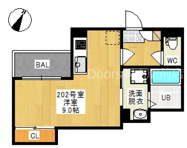 岡山市北区西崎本町のアパートの間取り