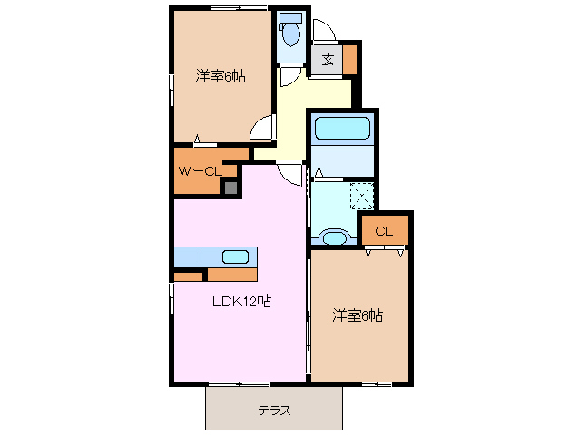 鈴鹿市稲生塩屋のアパートの間取り