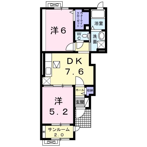 にかほ市金浦のアパートの間取り