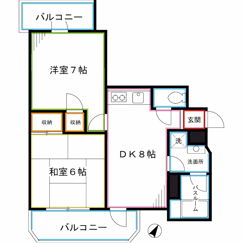 新宿区西新宿のマンションの間取り