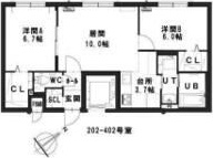 【札幌市北区新琴似一条のマンションの間取り】