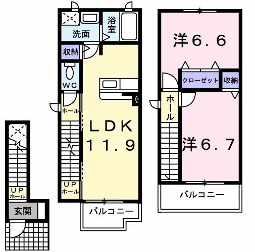 磯城郡田原本町大字保津のアパートの間取り