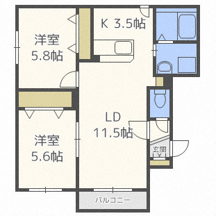 札幌市北区北二十五条西のマンションの間取り