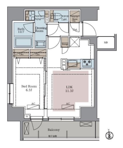 八王子市新町のマンションの間取り