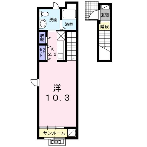 山陽小野田市千代町のアパートの間取り