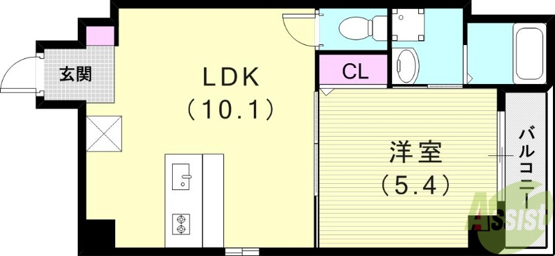 【神戸市中央区筒井町のマンションの間取り】