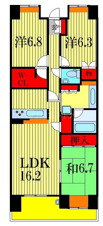 船橋市湊町のマンションの間取り