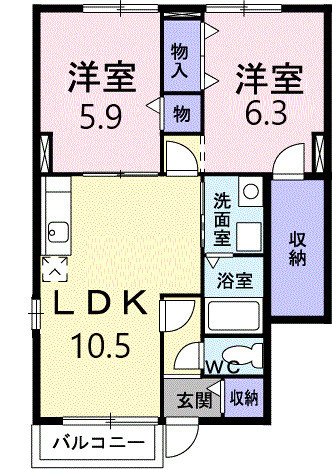 春日井市中切町のアパートの間取り