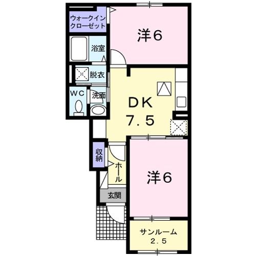 小城市牛津町乙柳のアパートの間取り