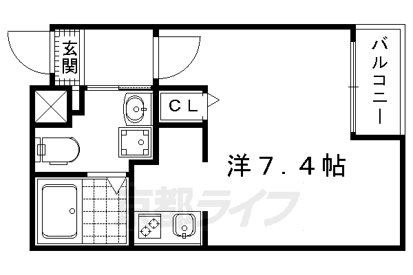 京都市左京区田中里ノ内町のマンションの間取り