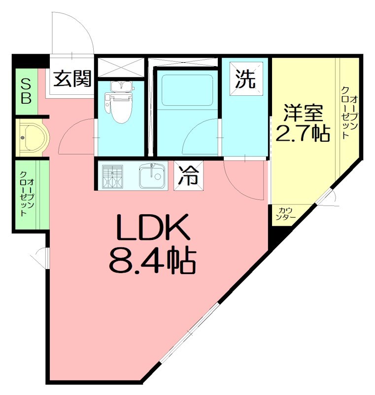 茅ヶ崎市東海岸南のアパートの間取り