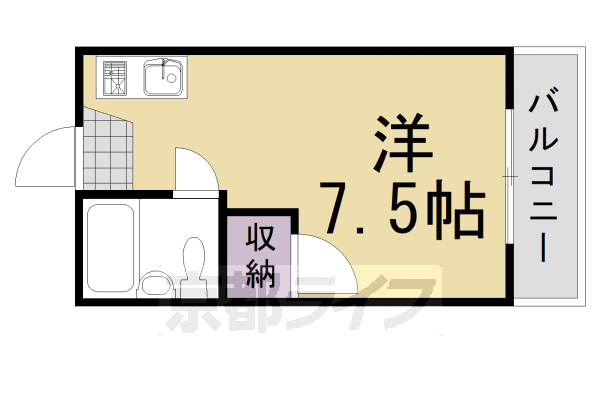 京都市西京区大枝塚原町のマンションの間取り