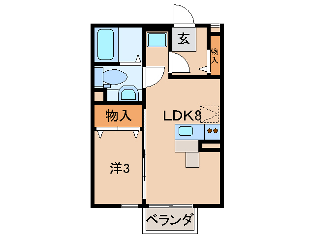 和歌山市六十谷のアパートの間取り