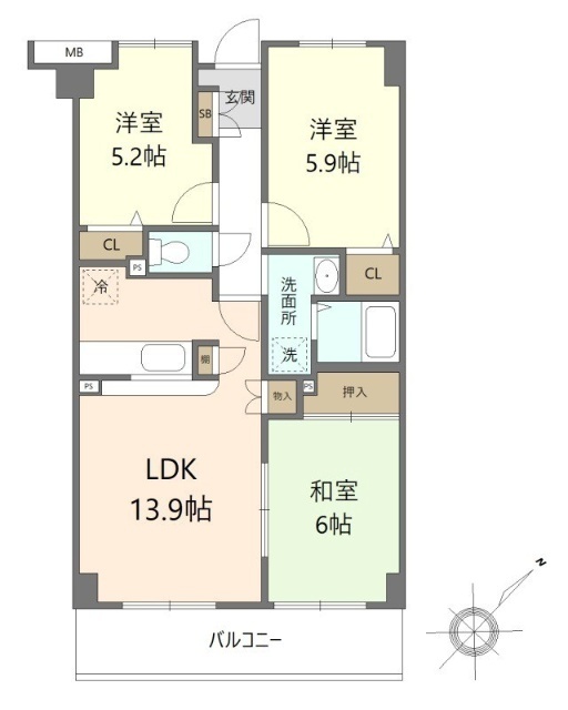 船橋市海神のマンションの間取り