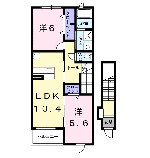 秦野市鶴巻南のアパートの間取り