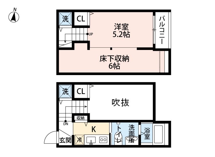 熊本市中央区南熊本のアパートの間取り