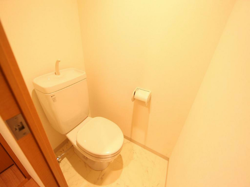 トイレ　洋式トイレ（上段に収納スペースもあります）