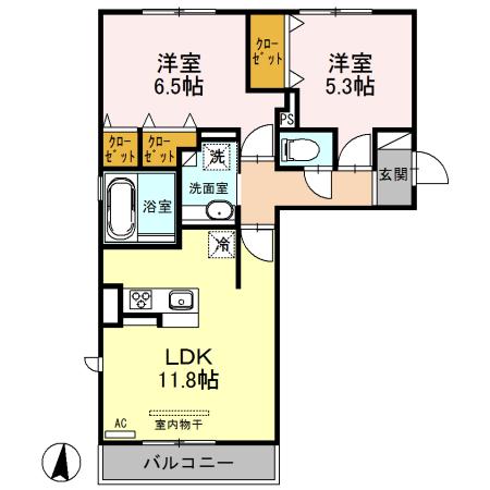 合志市須屋のアパートの間取り