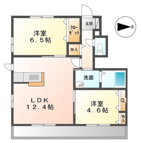 ニューヴァレイ船越　B棟の間取り