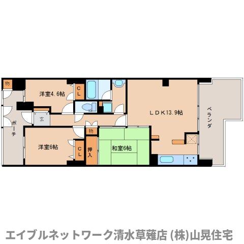 静岡市清水区楠新田のマンションの間取り