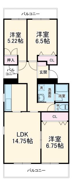 平塚市袖ケ浜のマンションの間取り