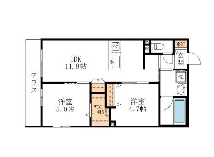 川越市仙波町のマンションの間取り