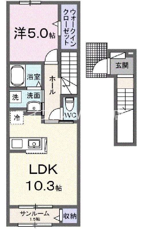 倉敷市神田のアパートの間取り