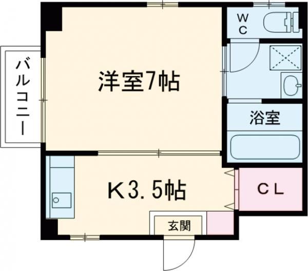 京都市右京区太秦青木元町のマンションの間取り