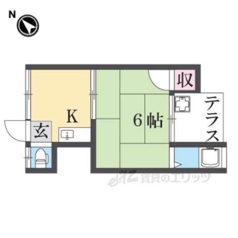 京都市左京区田中南大久保町のアパートの間取り