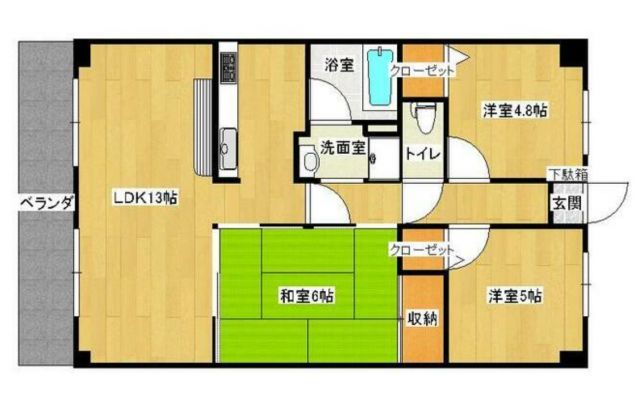 【鶴ヶ島市大字上広谷のマンションの間取り】