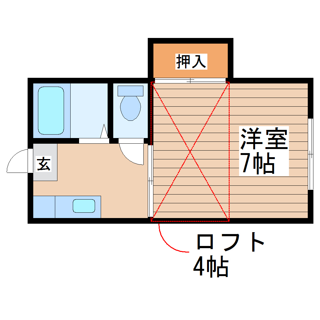 プリンスコート苦竹Bの間取り