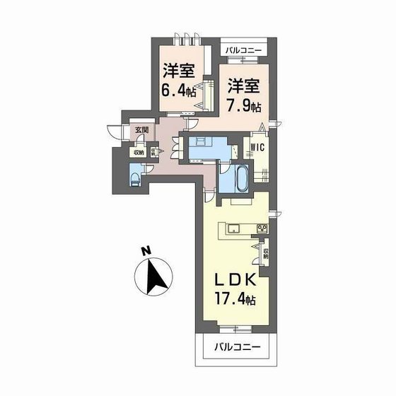 岡山市北区東古松南町のマンションの間取り