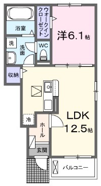 倉敷市福田町古新田のアパートの間取り