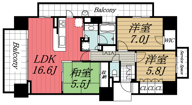 印西市中央南のマンションの間取り