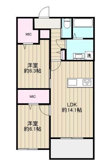 厚木市松枝のマンションの間取り