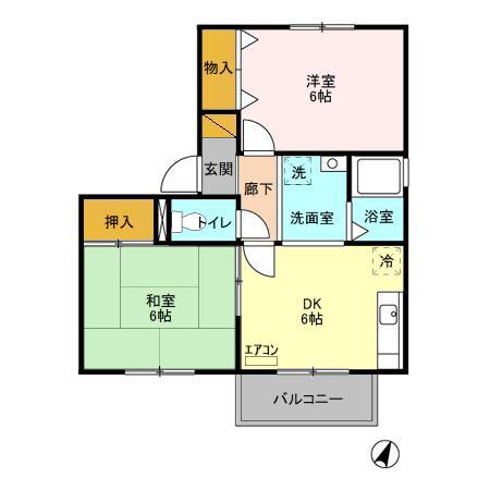 袖ケ浦市奈良輪のアパートの間取り