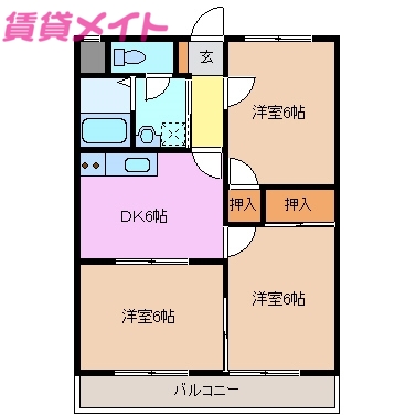 鈴鹿市南堀江のアパートの間取り